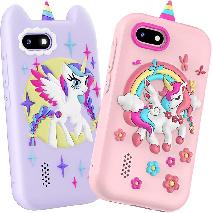 Kids Smart Phone for Girls - Toddler Christmas Birthday Gift, Pretend Phone with Touchscreen, Dual Cameras, Learning, Music Player, Games, 32GB Card, Ages 3-10, Unisex