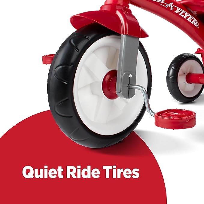 Radio Flyer Red Rider Trike, Ages 2.5-5, Adjustable Seat, Steel Construction, Quiet Ride Wheels, Storage Bin, Comfort Grip Handlebars, Tricycle for Toddlers, Amazon Exclusive