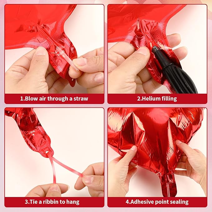 NOVWANG 18pcs Red Black Heart Balloons, 18 Inch Red and Black Heart Shape Foil Balloons Party Decorations for Valentines Birthday Wedding Party Decorations Supplies