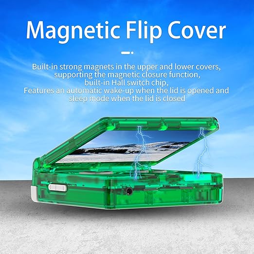 RG35XXSP Portable Flip Retro Handheld Game Console Linux System 3.5 '' IPS Screen Built-in 64G TF Card Pre-Installed 5532 Games RG35XX SP Clamshell Games Console Supports 5G WiFi Bluetooth HDMI Green