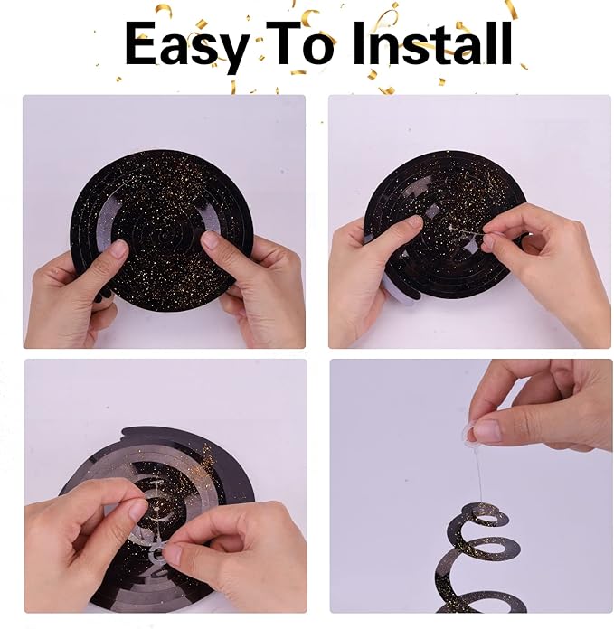 30 Pieces Iridescent Black Party Hanging Swirl Decorations Plastic Streamers Foil Swirls Ceiling Decorations Birthday Bachelorette Bridal Shower Baby Shower Graduation Decorations 2023