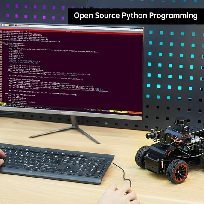 Robot Car for Raspberry Pi 5 ROS2 Programmable AI Vision Smart Robot Kit Ackermann Chassis, Lidar SLAM Mapping Navigation Path Planning Autonomous Driving, MentorPi A1 with RPi 5 4GB