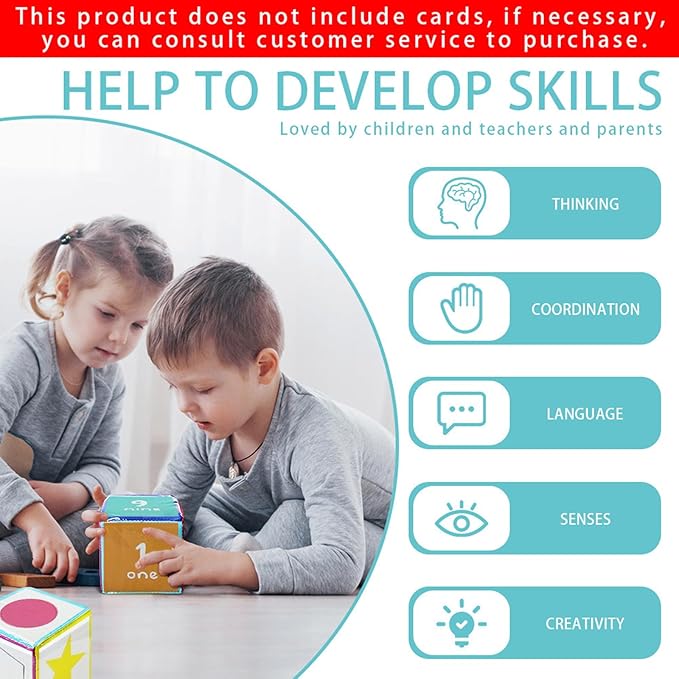 Learning Cubes Pocket Classroom DIY Education Playing Game Dices Teaching Stacking Blocks with 1Pcs Clear Pocket Playing Game Dices Soft Foam Cubes Learn