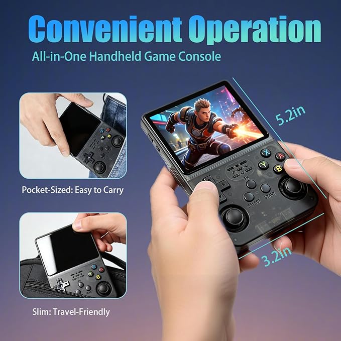 R36S Handheld Game Console Retro Gaming Console Portable Handheld Retro Game Console Preloaded with Built-in Games Handheld Emulator Console (64, GB)