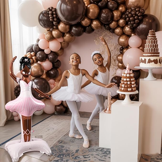 49" Large Ballerina Balloons for Party Decorations, Giant Self Standing Inflatable Dance Balloon, Pink Foil Balloon for Girls Women Wedding Baby Shower Ballet Themed Birthday Party Decor Supplies