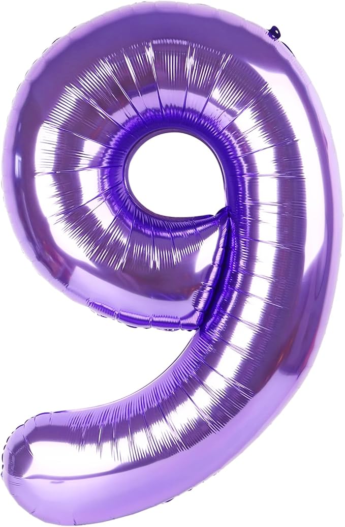 40 Inch Balloon Purple Number 9 Giant Large Nmuber Giant Birthday Decorations for 9th 19th 29th 90th, Purple Number Digit 9 Birthday Balloo Party Decorations