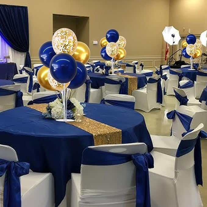 TONIFUL 4 Set Navy Blue Gold Balloon Centerpieces for Table,Balloons Stand Kit for Graduation Decorations 2026 Class of 2026 Party Decorations,Retirement,Anniversary,Homecoming,Birthday Decoration