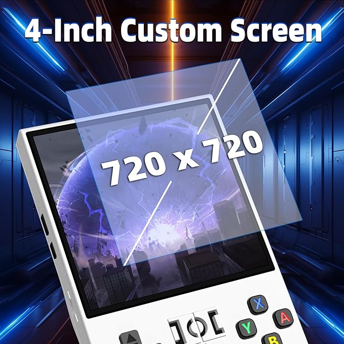 R36MAX Retro Handheld Game Console, 4.0 Inch IPS Screen Retro Gaming Console,Linux System, 4000mAh Battery Portable Pocket Mini Arcade, Built-in 128G,Pearl White