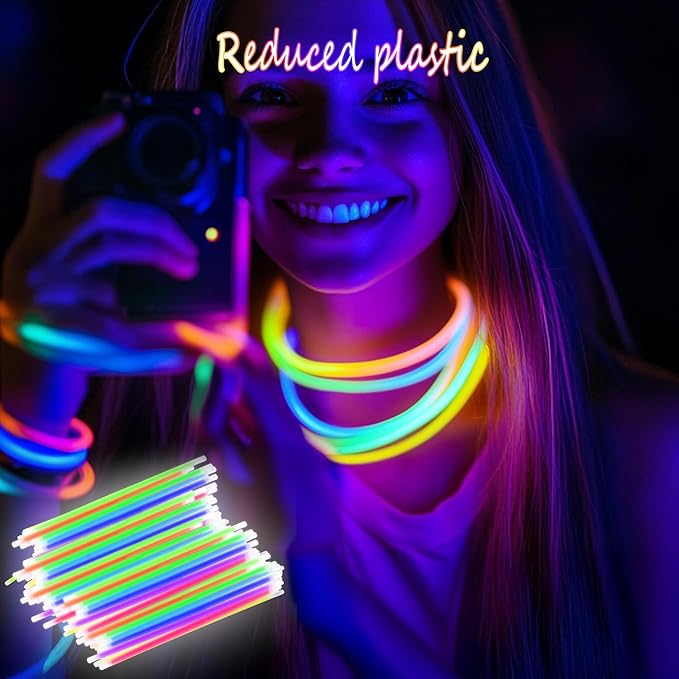 300 Ultra Glow sticks bulk party pack，8" Neon Glowsticks Easter Party Favors，Glow sticks for kids，Halloween Glow in the Dark Party Supplies Pack、With Bracelets and Necklaces