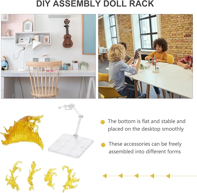 iplusmile Flame Effect Bracket with Action Figure Stand Adjustable Toy Doll Holder for Model Display Stable 3.94 Inch Base for Organizing and Showcasing Action Figures and Collectibles