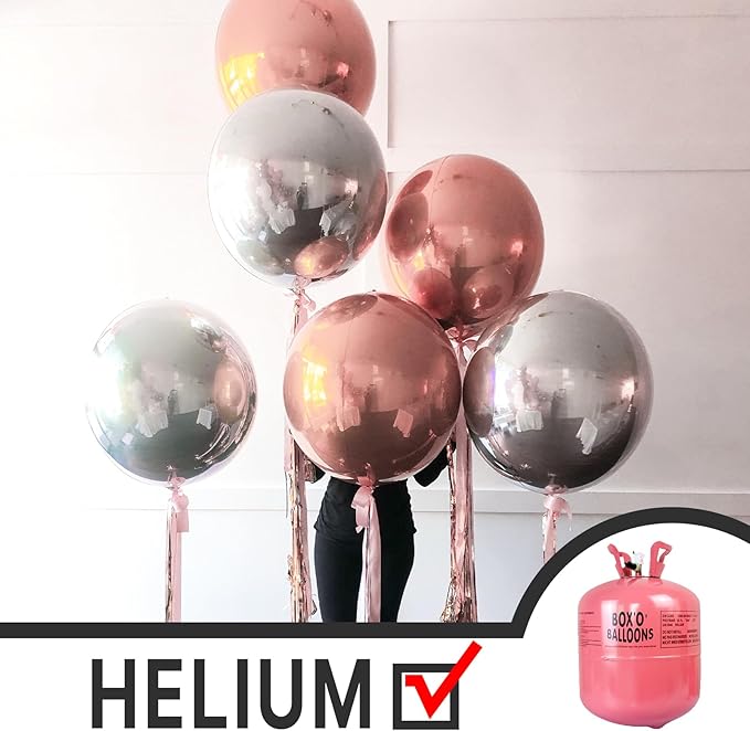 PartyWoo Metallic Silver Foil Balloons 3pcs 50 Inch Large Round Foil Big Giant 4D Jumbo Inflatable Mirror Ball Mylar Balloons for Graduation Birthday Engagement Space Themed Party Decorations