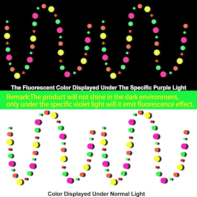 108feet Paper UV Round Dot Neon Garland Blacklight Reactive Glow in The Dark Party Supplies Streamers Glow Fluorescent Hanging Circle Dots Banners for Wedding Birthday Neon Party Decorations