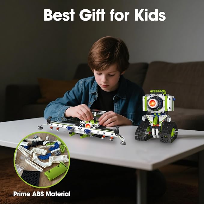 STEM Robotics Kit for Kids Ages 8-12,5 In1 Robot Building Kit Toys,337 Pcs Blocks App & Remote Control Robot Building Set,Erector Set for Kids Age 8 9 10 11 12+