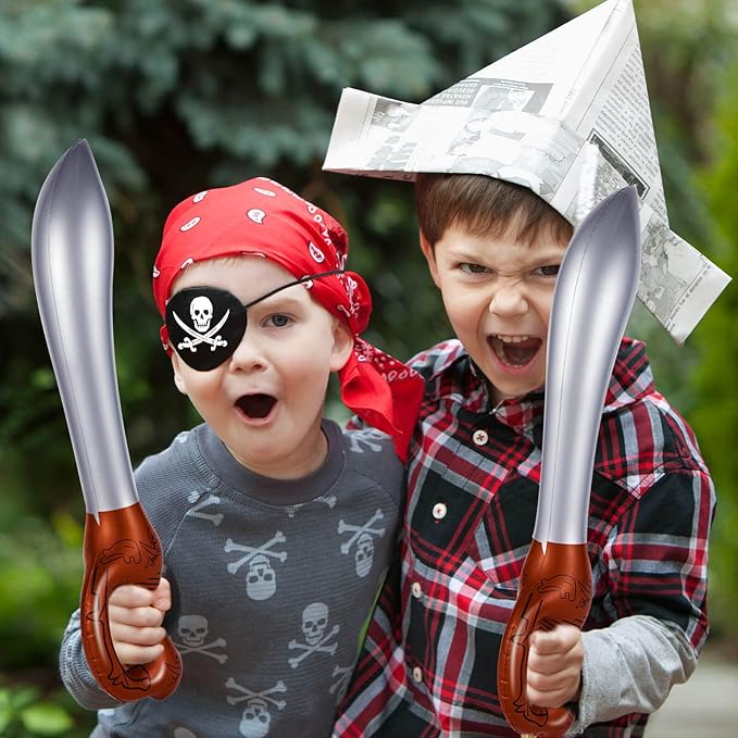 ZAUGONTW 24 Pcs Pirate Sword Pirate Party Toys Inflatable Swords, Inflated Knife for Birthday Party Supplies Halloween Cosplay Stage Props Summer Pool Swimming Water Toy