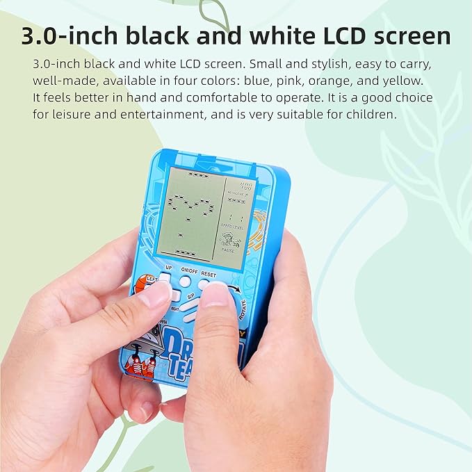 CZT Handheld Block Game Console Built-in Multiple Classic Retro Brick Games Electronic Entertainment Student Machine Player Portable Gaming Device Kids Girls (Blue)
