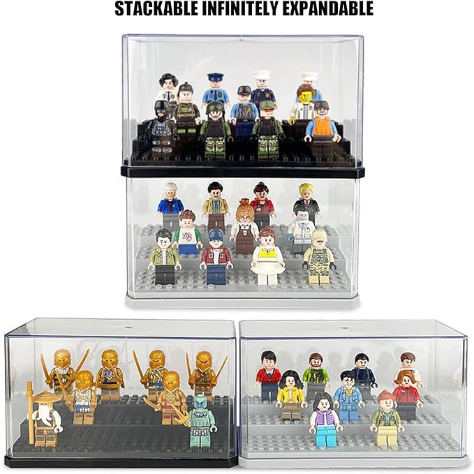 Acrylic Minifigure Display Case Stackable Action Figures Blocks Display Box, Clear Dustproof Display Case Box for Lego Lovers