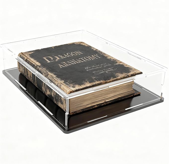 Book Display Case Clear Book Protector Case, Acrylic Display Cover Case for Books, Stamps, Coins, Cards, Photos, Album, Jewellery and Collectibles 12 (L) × 12 (W) × 4 (H) inch