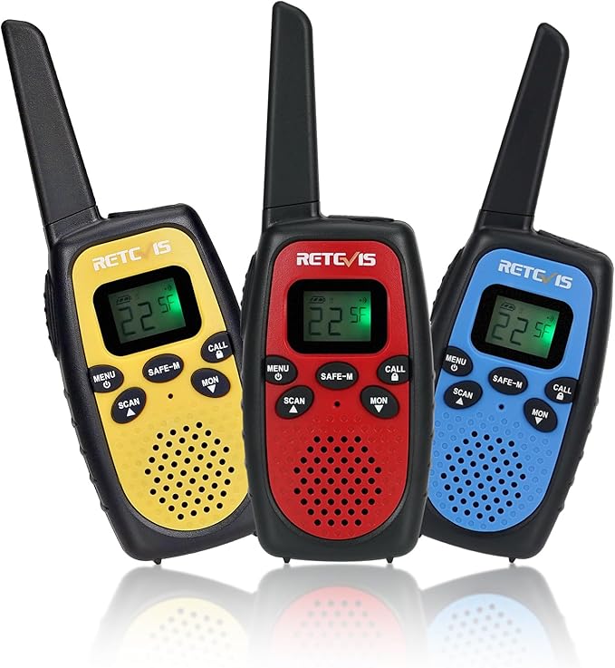 Retevis RT628S Walkie Talkies, RT628 2.0 Newer Version Portable FRS Two-Way Radios, Safe Mode, VOX Hands Free, Birthday Gifts Walkie Talkies for Adults Kids Camping Hiking Adventure (3 PCS)