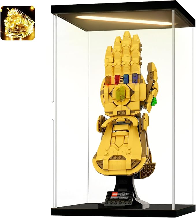 Acrylic Display Case for Collectibles Clear Acrylic Boxes for Display Figure Toys Lighted Building Model Set 76191 Display Case Room Decoration Box(Black-Solid Yellow; 7.9*5.9*13.8 inch)