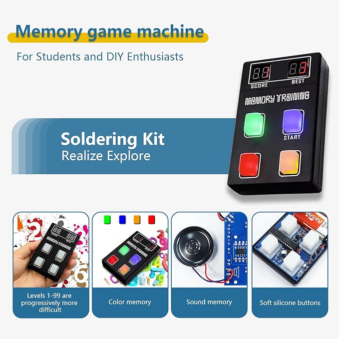 EI Electronic Memory Games Electronic Kits Soldering Practice Kits for Teenagers and Adults，Suitable for School Students Learning Education and Teaching