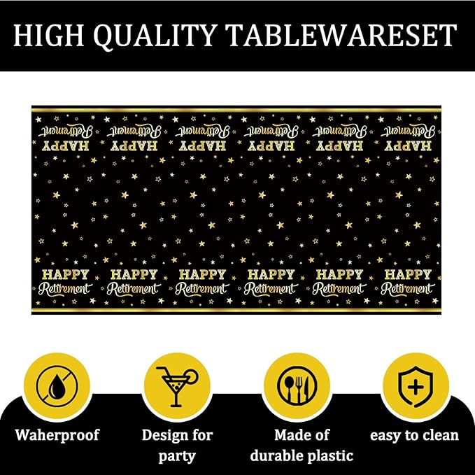 Egami 2pcs Retirement Tablecloth for Bladies and Gentlemen Retirement Party Supplies Decorations 108 inches x 54 inches for Retirement Party Supplies