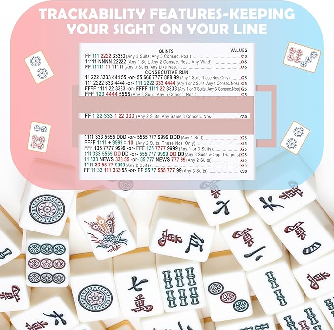 4 Pcs Mahjong Line Reader Clip for Mahjong Card Line Finder Strips Guide Accessories Rules Helper and Gifts for Beginners Players Travel Parties Game Nights(Pastel Color)