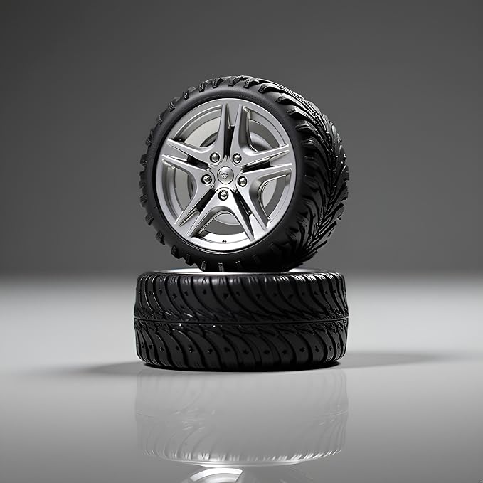 4Pcs Black Toy Car Wheel Tires,48mm Simulation Rubber Wheel Tire Toy Model DIY RC Spare Parts Easy Installation Small in Size,Remote and App Controlled Vehicles and Parts,Wheels and Tires