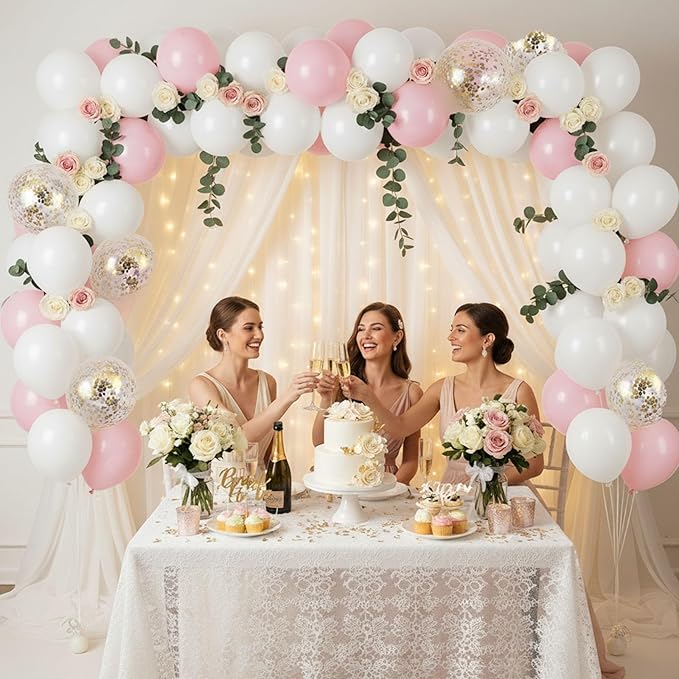 LovesTown 110PCS Latex Balloons Bulk, White Party Balloons with Ribbon 12" for DIY Crafts Birthday Baby Shower Wedding Party Decorations (Pack of 2)