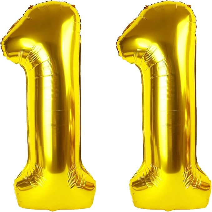 40 Inch Gold Balloon Number 11 Balloon,Jumbo Mylar Foil Helium Balloon for 11 Birthday Digital Balloons for Birthday Party,Wedding Anniversary Party Decorations