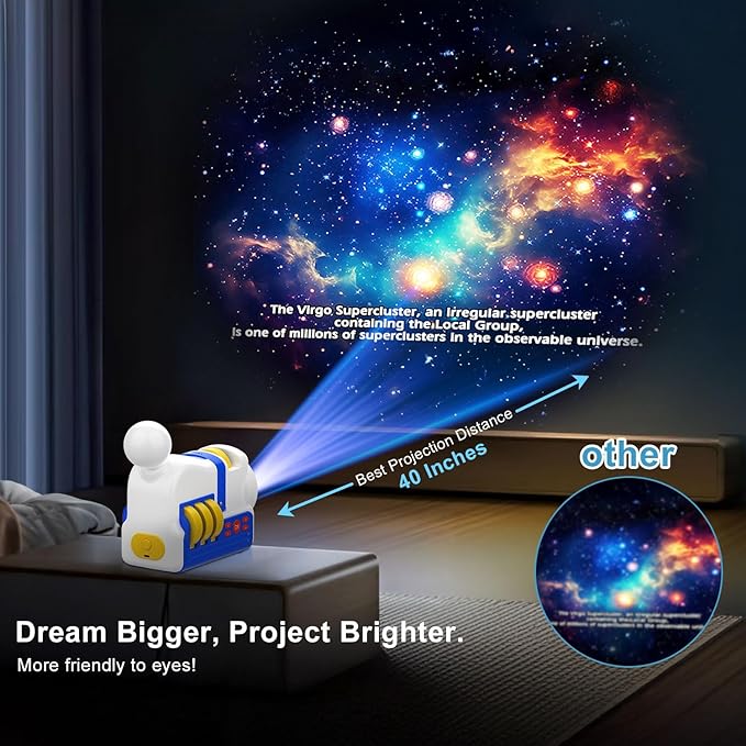 Kids Story Projector with 4 Science Cartridges, Bedtime Stories, Lullabies & Night Light, Storybook Player Machine, Educational Storytime Projector, Early Learning Toys Gift for Toddler Ages 3+
