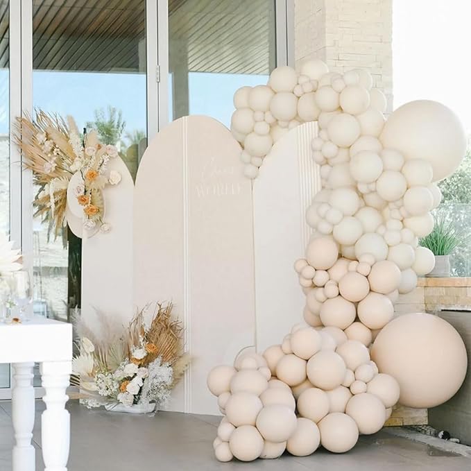 134Pcs Sand White Balloons Different Sizes 5 10 12 18 Inch sand white Latex Balloon for Birthday Wedding Baby Shower.