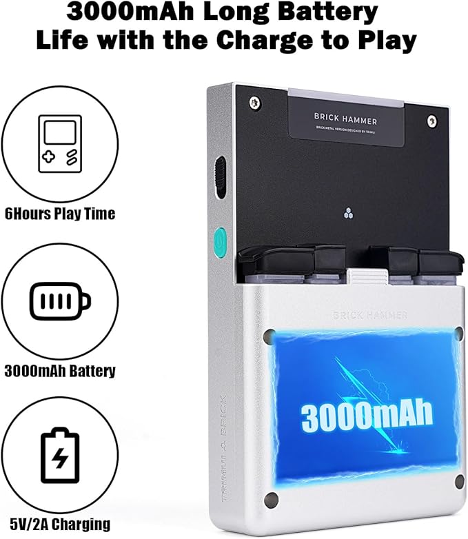 Trimui Brick Hammer Handheld Game Console,3.2 Inch IPS Classic System and 3000mAh Battery Retro Video Games Consoles,with 64G TF Card and Wireless Networt Console Casual Game Console(Silver)