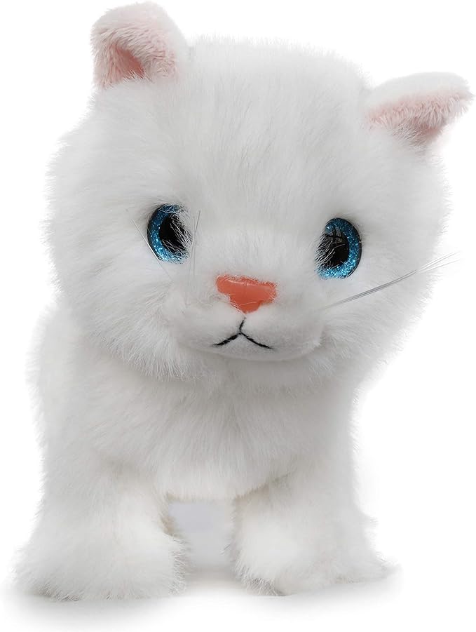 Ice King Bear Fluffy Little Cat Stuffed Animal Small Plush Toy 6 Inches (White)