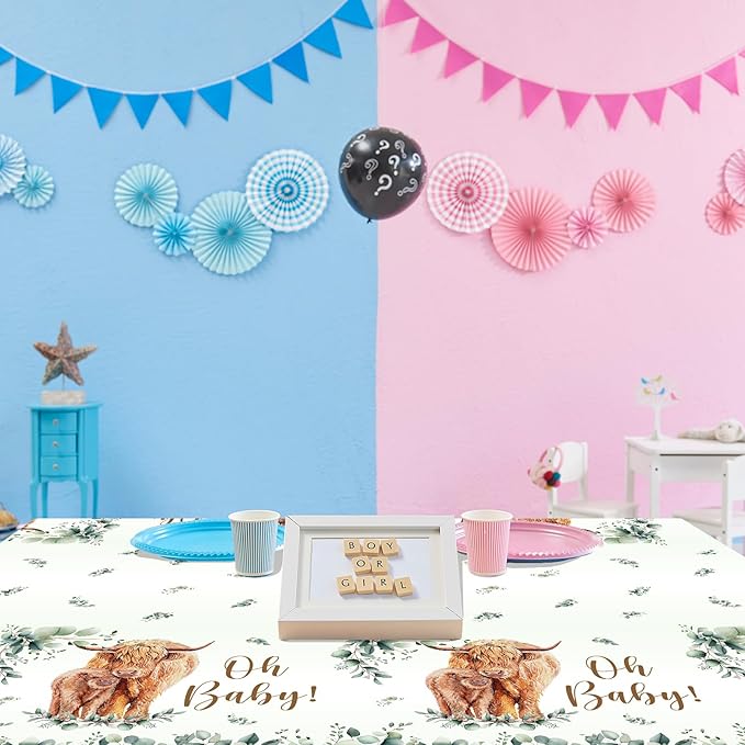 HAKOTI Highland Cow Baby Shower & Birthday Decorations, 3Pack Cow Tablecloth Farm Animal Theme Party Table Cover