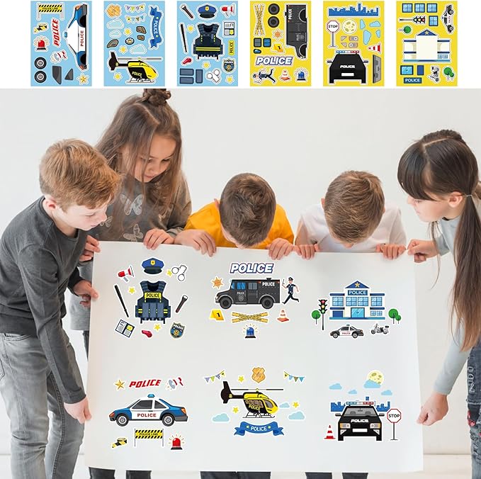 Police Party Favour Supplies including Police Gift Bags, Stickers, Badges, Wristbands for Police Theme Birthday Party