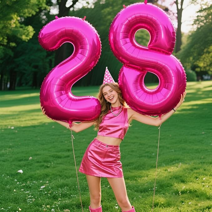 Rose Red Number 8 Balloon 40 Inch,Jumbo Giant Mylar Hot Pink Number 8,Big Large Foil Helium Number Balloons, Balloons for 18 28 80 Birthday Party Decorations Supplies Anniversary Celebration