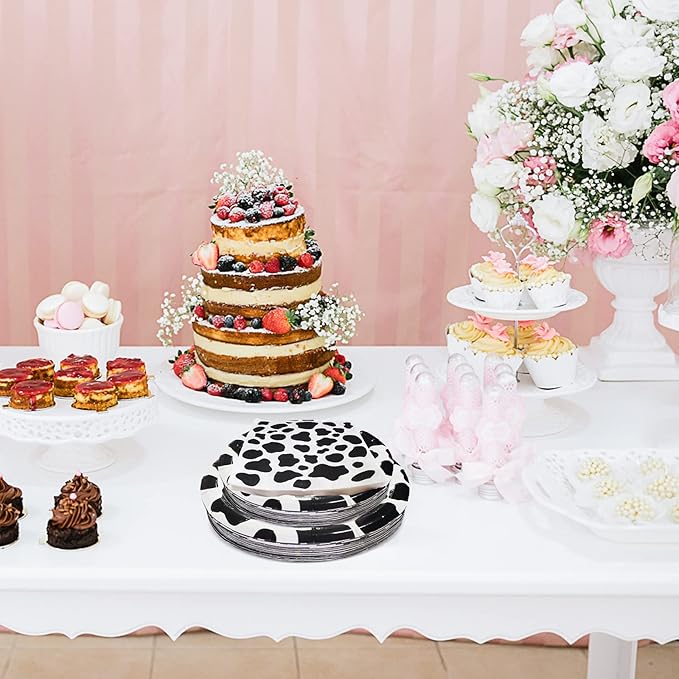 100 Pcs Cow Print Birthday Party Supplies,Includes 50 Pcs Cow Plates and 50 Pcs Cow Napkins,Disposable Cow Theme Party Supplies,Cow Theme Birthday Party Decorations (Cow Paper Plate)
