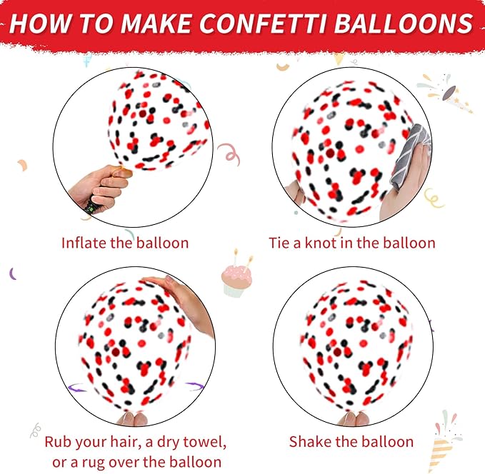 Red Black Silver Balloons, Black and Red Balloons Metallic Silver Balloon Confetti Balloon for for Man Theme Birthday Baby Shower Wedding Race Car Party Decorations
