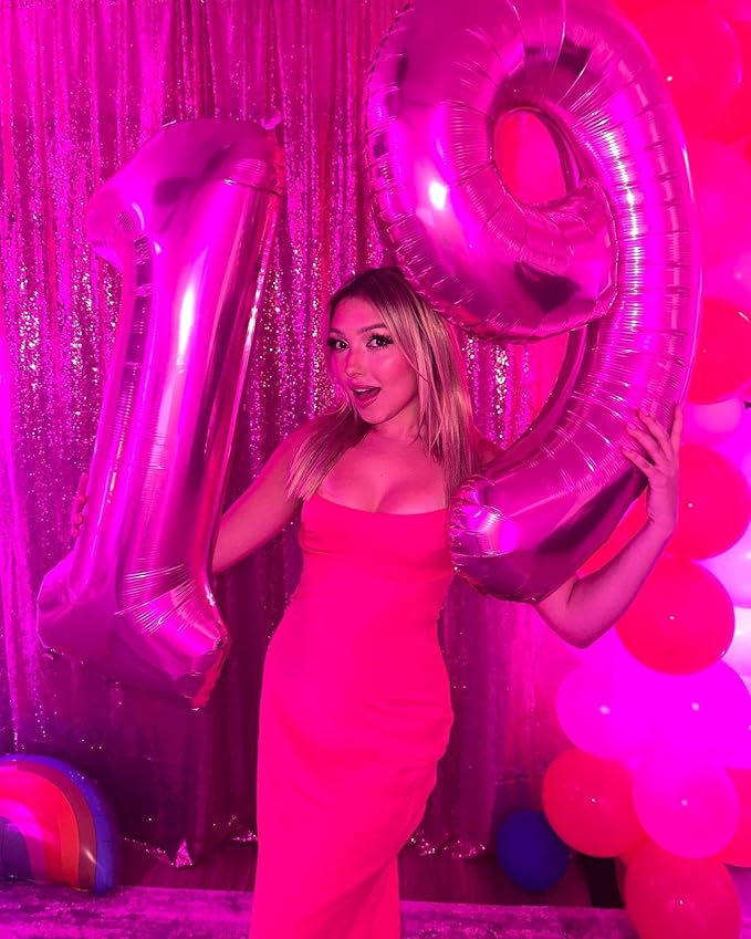 Hot Pink 6 Balloon, Number Balloons 40 Inch, 6th Balloons for Birthday Decorations, Hot Pink Party Supplies 6 Birthday Balloon, Number 6 Balloon