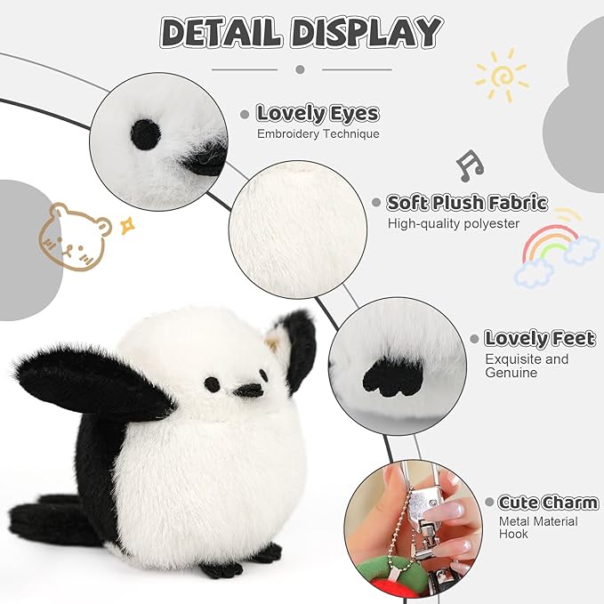 Bird Stuffed Animal Realistic Cute Tit Bird Plush Backpack Pendant Simulation 4.3" Toy Plush Suitable Christmas Birthday Valentine's Day Gift for Kids