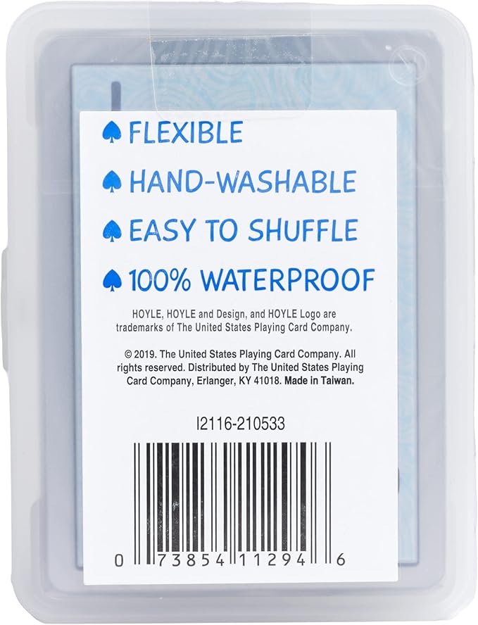 Hoyle Waterproof Playing Cards, Clear Plastic Deck of Cards for Outdoor Card Games, Camping, Beach, Pool & Travel Games (1 Deck)