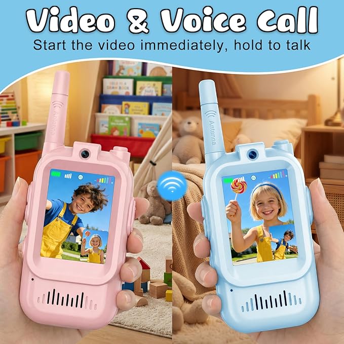 Video Walkie Talkies for Kids Rechargeable Kids Walkie-Talkie Children's Toys Suitable for Boys and Girls Aged 3-12, Birthday Gifts 2 Pack Easter Gifts