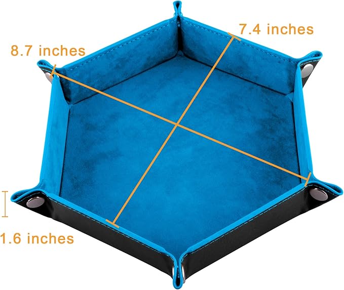SIQUK 6 Pieces Dice Tray Hexagon Dice Rolling Holder Folding PU Leather Dice Trays for Dice Games Like RPG, DND and Other Table Games(Camel, Black, Red, Yellow, Blue, Green)