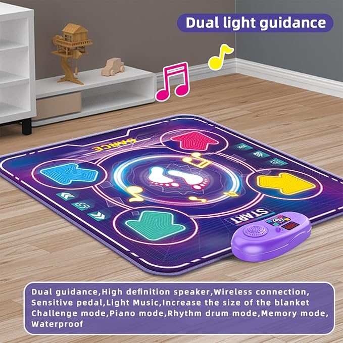 Dance Mat for Children Featuring 4 Light Up Buttons and Builtin Music for Kids Family Gathering Lightup Dance Mat