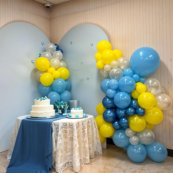 Yellow Blue Clear Balloon Arch Kit for Underwater Ocean Theme Birthday & Summer Party, Balloon Garland for Baby Shower, Beach and Kids Party Decorations