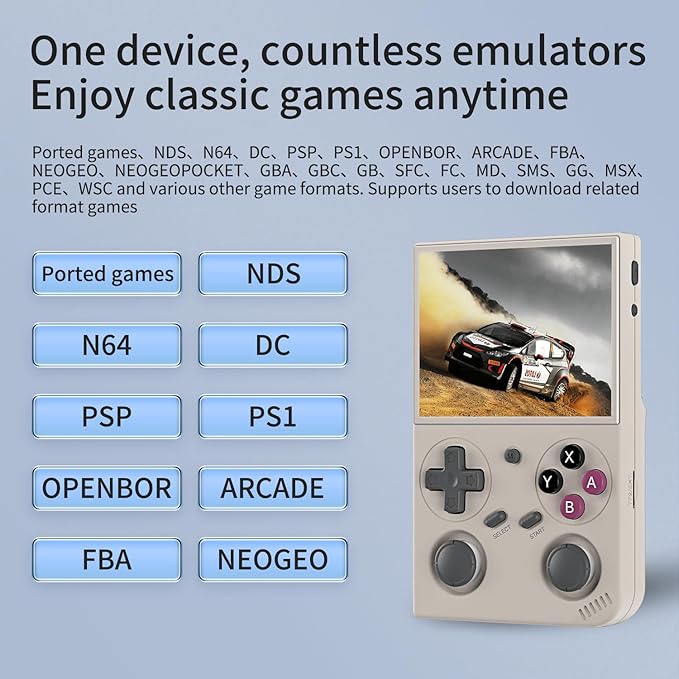 G350 Retro Handheld Game Console , Preload 4371 Games 3.5 Inch IPS Screen 3200 mAh Battery Linux System Portable Video Games Console Support Controller and Earphone (Gray)