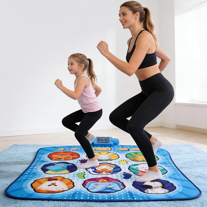 Dance Mat, 9 Key Wireless Electronic Dance Pad Anti Slip Interactive Music Game Toys Pad Battery Powered for Girls and Boys (Blue)
