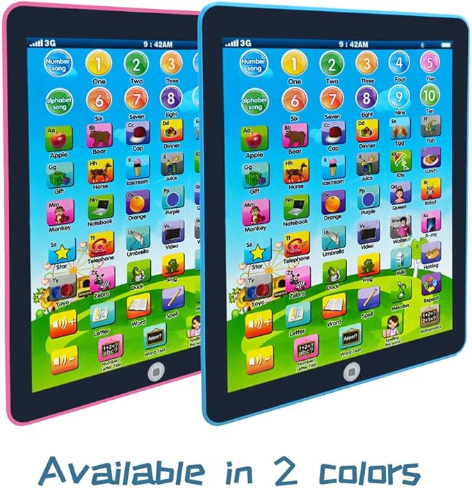 Kids Learning Pad/Tablet Interactive Toddler Toys with Words Numbers Alphabets Music English Electronic Educational Toy for Preschool Boys & Girls 3-8 Years Old (Blue)