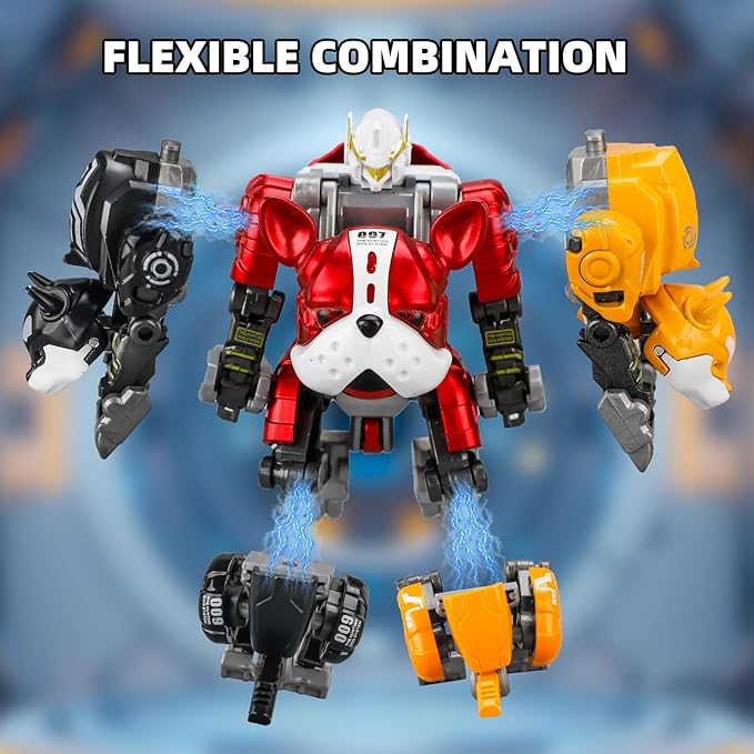 3-in-1 Transforming Robot Toys, Animal Transform to Robots Toy, 7 Shapes Deformation Alloy STEM Educational Toy for Kids 3+ Year Old, Birthday Christmas Party Gifts for Boys & Girls Age 4-6 6-8 8-12