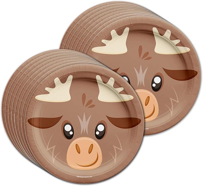 Moose Birthday Party Supplies Set Plates Napkins Cups Tableware Kit for 16